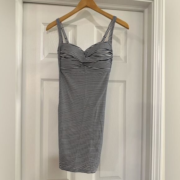 Bond-Eye Navy and White Swim Coverup Dress - Picture 1 of 5